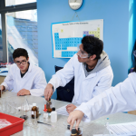 Students working in Science class at Abbey College Manchester