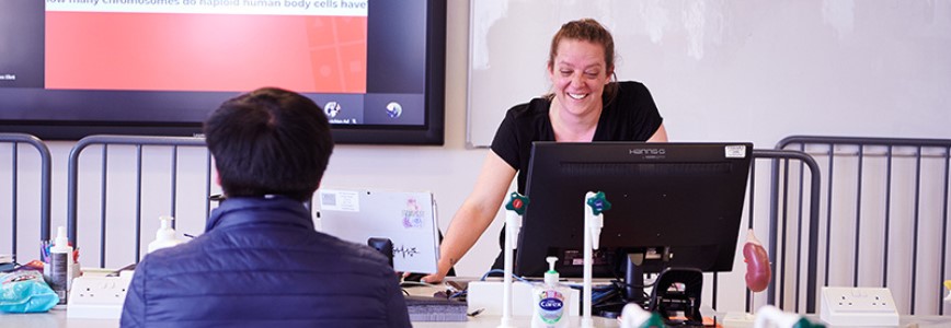 DLD College London touch screen in classroom.